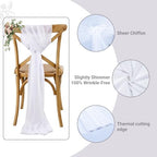 MDS Pack of 50 Chiffon Chair Sashes for Wedding & Event Décor - White - Image 3