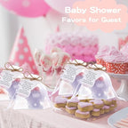 Conelist 50 Set Baby Shower Favors with Elephant Shaped Candle Favors, Thanks Cards, Organza Gift Bags Baby Shower Favors Bulk for Gender Reveal Party Guests Return Gift Boys Girls Birthday (Pink) - Image 5