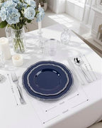 Hioasis 175 Pcs Blue Silver Plastic Plates Wedding & Party - Image 2