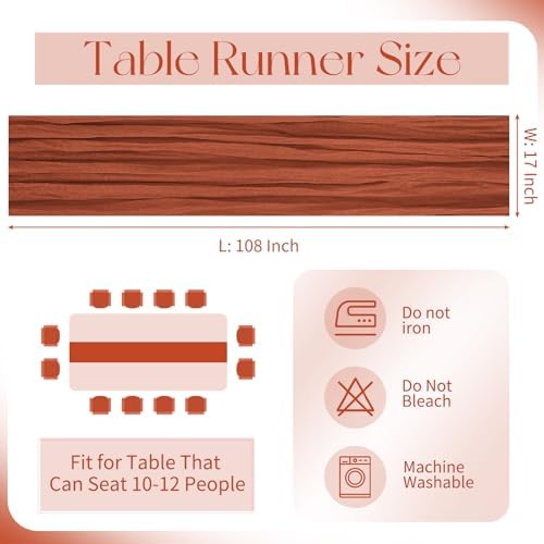 20 Pack Cheesecloth Table Runner - 17x108 Inch Terracotta Boho Gauze Cheese Cloth Table Runners for Baby Bridal Shower Decoration Wedding Party Summer Garden Farmhouse - Image 2