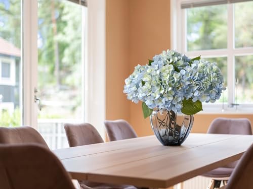 ZYTUYO 20" 4PCS Artificial Light Blue Hydrangea Flowers Large Faux Latex Real Touch Fake Hydrangeas Silk Bouquet with Leaves Stems for Family Table Office Wedding Party Arrangements - Image 4