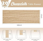 20 Pack Beige Table Runner 17 x 108inch Cheesecloth Table Runner Rustic Boho Gauze Sheer Fabric Cheese Cloth Table Runners for Wedding Party Bridal Baby Shower Birthday Spring Table Decor - Image 3