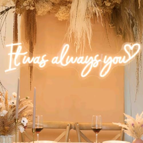 Large It Was Always You Neon Sign,Custom Neon Light, Wedding Welcome Sign, Custom Neon LED Light, Wedding Decor Sign Available Size:23inches - Image 4