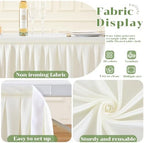 PARTISKY Light Ivory Pleated Ruffle Table Cloth for Wedding Baby Shower Display Table,Wrinkle Resistant Polyester Table Skirt for Rectangle Tables 14ft - Image 6