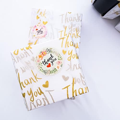 MR FIVE 50 Sheets White with Metallic Gold Thank You Tissue Paper Bulk,20" x 14",Thank You Tissue Paper for Packaging,Gift Bags,Metallic Gold Tissue for Graduation,Birthday,Thanksgiving (Pack of 3) - Image 3