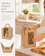 Bakepacker Auto-pop up Individual Cupcake Boxes With Window Brown 200 - Image 5