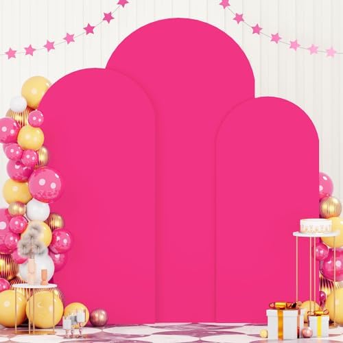 FOTSHARER Hot Pink Arch Cover Set of 3 Spandex Arch Backdrop Cover Pink (7.2FT, 6.6FT, 6FT) Wedding Arch Stand Covers for Chiara Backdrop Stand Covers for Birthday Party Banquet Indoor Outdoor Decor by FOTSHARER