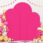 FOTSHARER Hot Pink Arch Cover Set of 3 Spandex Arch Cover Backdrop Fabric 4FT 5FT 6FT Chaira Wedding Arch Stand Covers Balloon Round Top Arched Covers Stretchy Backdrop Fuchsia Decor by FOTSHARER