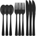 Kochorie 300 Pieces Black Plastic Silverware Heavy Duty Disposable Utensils by Kochorie