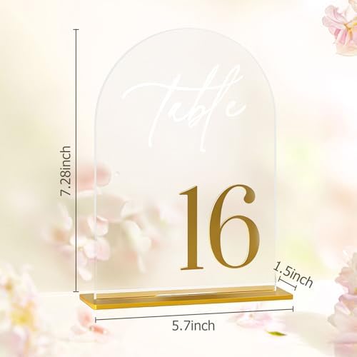 1-30Arch Acrylic Wedding Table Numbers With Stands 5x8 Inch Table Signs - Image 2
