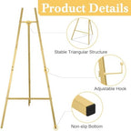 Yuntau 3 Pieces Gold Metal Easel Stand for Sign, 50 Inch Display Stand Adjustable 3 Tier Easel for Wedding Sign, Posters, Paintings, Exhibition - Image 3
