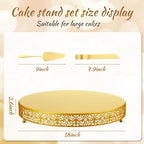 Wenqik 18 Inch Gold Cake Stand Metal Round with Cutter Spatula, Classic - Image 2