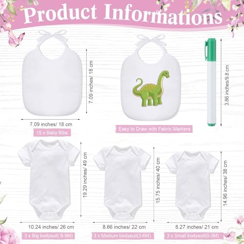Roowest 35 Pcs Baby Shower Bibs Game with Bib Bodysuit Marker, Butterfly - Image 3