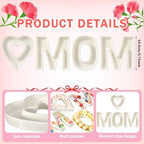 SiliFine 4 Pcs Mother's Day Letter Charcuterie Boards Ceramics Heart Mom Fillable Letters Box Small White Reusable Alphabet Food Serving Tray Platter for Candy Mother's Day Gift Party Decoration - Image 2