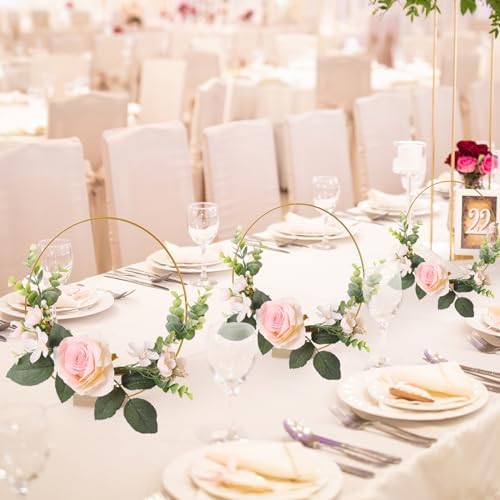 15 Pcs 12Inch Metal Floral Hoop Wreath Centerpiece Table Decorations with 15 Pcs Place Card Holders, Gold Craft Hoop Rings for DIY Wedding Decorations, Wall Hanging Crafts, and Dream Catchers - Image 6