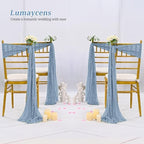 50 PCS Cheesecloth Chair Sashes Bows Wedding Aisle Decorations Chair Ribbon Ties Back Sash for Wedding Party Events Banquet Chair Cover Decoration (Dusty Blue) - Image 6