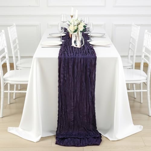 8 Pack Dark Purple Cheesecloth Table Runner 120 Inch Boho Wedding Decor - Image 4