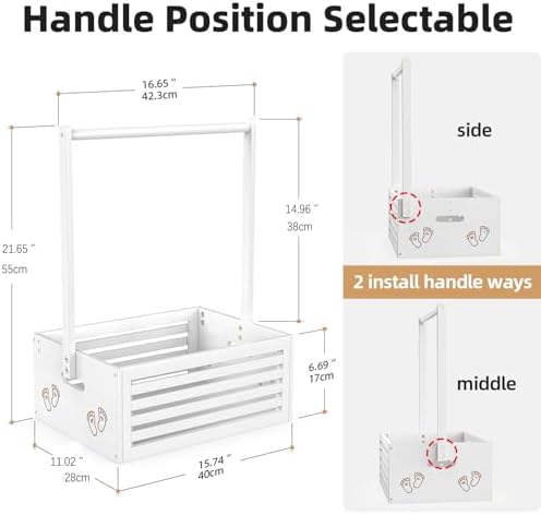 BAMBOOHOMIE Baby Shower Crate Closet, Baby Baskets with Hangers Handle, Baby Crate Box for Baby Shower, Welcome Gift Basket for Newborn Baby, Pregnancy Gift for New Parents (White, Large Size) - Image 3
