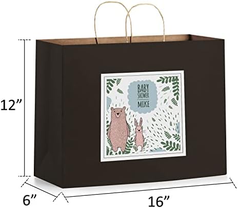 Eupako 16x6x12 Black Paper Bags 50 Pack, Kraft Gift Bags with Handles - Image 2
