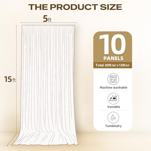 50ftx15ft Hunter Green Backdrop Curtains for Parties, Wrinkle Free Polyester Green Photo Backdrop Drapes 10 Panels 15 ft Long Back Drop Cloth for Wedding Birthday Photography Background - Image 6