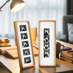 Lineshading 2 Pcs Photo Booth Frames 11.4 x 3.5 in, White, Golden Pear Wood - Image 6