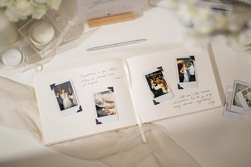 Cream Guest Book (2025) - 9.5 x 7 Real Linen Hardcover Guestbook for 2025 Wedding Ceremony Reception Signin Book, Table Decor, 140 gsm Blank Archival Paper with No Lines, 120 pages, Small Size - Image 5