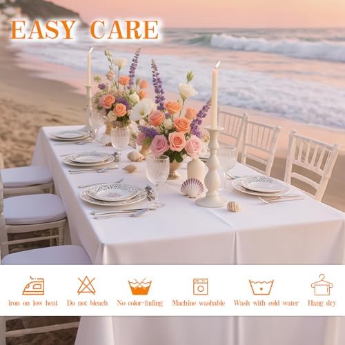 DRESSMAKER 6 Pack White Table Cloth Rectangle 60X102 Inch Fit 6FT Table - Image 5