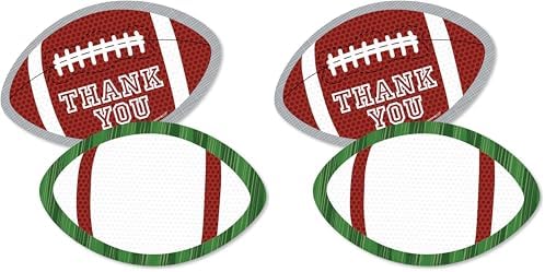 Big Dot of Happiness End Zone - Football - Shaped - Baby Shower or Birthday Party Thank You Note Cards with Envelopes - Set of 12 (Pack of 2) by BigDotofHappiness