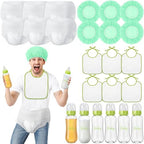 6 Sets Bottle Chug Baby Shower Games Juegos Para Plastic Baby Bottles Bibs Hat Disposable Diapers Gender Reveal Games Baby Changing Diaper Race Game Decoration (Green) by giftlyze