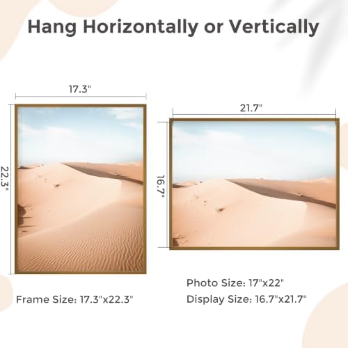 17x22 Metal Picture Frame, Aluminum Poster Frame with Real Glass, Bronze - Image 2