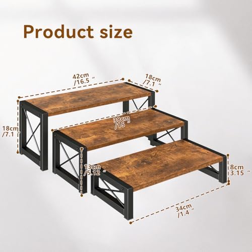 IBUYKE Wood Cupcake Display Stand,Set of 3,Brown TLJ019H - Image 5