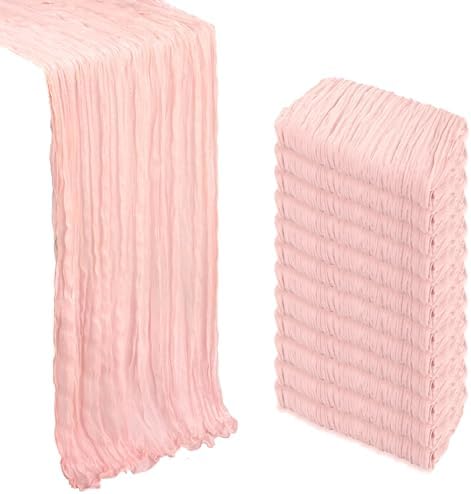 12 Pack 23 x 120 Inch Blush Pink Table Runner 10Ft Cheesecloth by Heneger