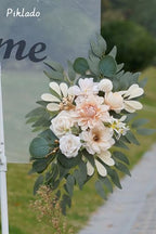 Faux Flower Swag Set of 2 for Wedding Welcome Signs Floral Swag Wedding Reception Ceremony Signs Decor (Champagne & Cream) - Image 4
