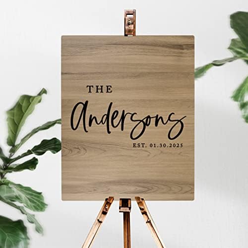 Andaz Press Large Wooden Welcome Sign for Wedding Rustic Welcome Sign 16" x 20" Custom Last Name & EST. Date Fall Wedding Signage English Oak MDF Wood Finish Wedding Reception Indoor Outdoor Signs - Image 2