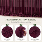 10ft×10ft Wrinkle Free Burgundy Backdrop Curtain Drapes, 2 Panels 5ftx10ft Sheer Tulle Chiffon Backdrop Panels Curtains for Wedding Baby Shower Birthday Party Stage Photo Home Decorations - Image 5