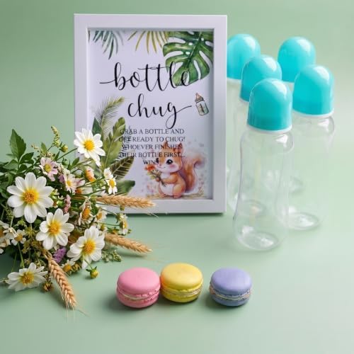 Funny Bottle Chug Baby Shower Drinking Game for 15 Guests, Includes 15 Pack 8.5oz Baby Bottles with Nipples & Standing Wood Framed Sign, Western Cowboy Baby Shower Favors & Party Activities(Wathet) - Image 6