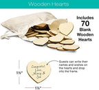 EXCELLO GLOBAL PRODUCTS Wedding Guest Drop Top Frame Wedding Guest Book Alternative With 70 Blank Wooden Hearts, a Traditional Guest Book, Picture Frame, and Display Easel (RUSTIC BROWN WOOD) - Image 4