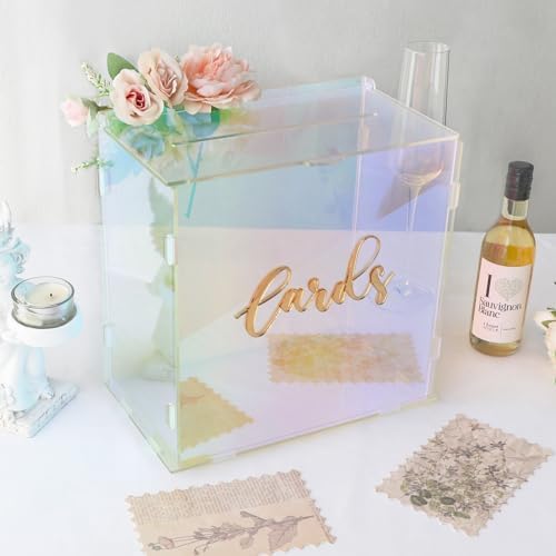 Acrylic Wedding Card Box with LED Lights, Colorful Gift Card Box for Party - Image 4