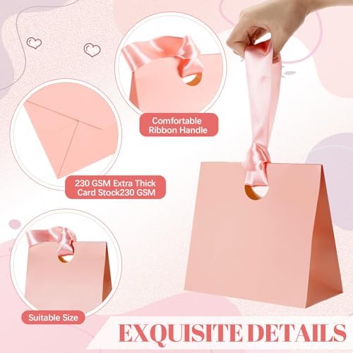 Feifeiya 30 Pcs Small Pink Gift Bags with Ribbon Handle - Image 3