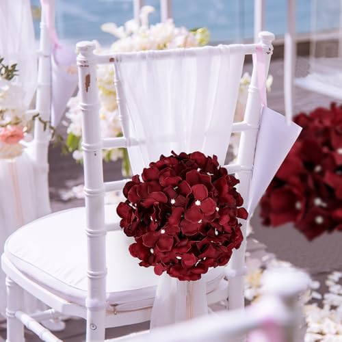 Burgundy Hydrangea Flower Balls for Centerpieces - 12 PCS - Image 6