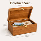 Wooden Keepsake Box, Acacia Storage Memory Box with Hinged Lid - Image 2