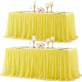 2 Pack Yellow Tulle Tablecloth for 8 Foot Rectangular Tables 8ft Yellow Rectangle Table Cloths Wrinkle Free Table Cover with Tutu Skirt for Birthday Cocktail Banquet Buffet Lemon Fruit Party Decor by Suppromo