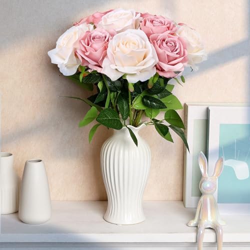 48 PCS Dusty Pink & Champagne Roses Artificial Flowers,Silk - Image 3