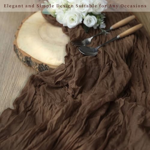 6FT 20 Pack Brown Cheesecloth Table Runner 20 x 120 Inch Long Boho Fabric Rustic Cheese Cloth Table Runner for Wedding Bridal Shower Baby Shower Gauze Sheer Birthday Party Table Decorations - Image 7