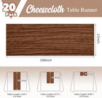 20 Pack Brown Table Runner 17 x 108inch Cheesecloth Table Runner Rustic Boho Gauze Sheer Fabric Cheese Cloth Table Runners for Wedding Party Bridal Baby Shower Birthday Spring Table Decor - Image 3