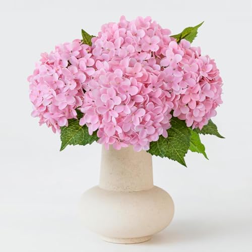 ZYTUYO 20 inches 4 Pcs Soft Pink Real Touch Hydrangea Artificial Flowers Boho Lifelike Real Looking Latex Hydrangeas Flower with Long Stem for Home Decor Spring Table Centrepiece by ZYTUYO