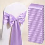 Satin Lavender Chair Sashes 50 Pack, Lavende Chairs Bows for Party Decor by GANKAR