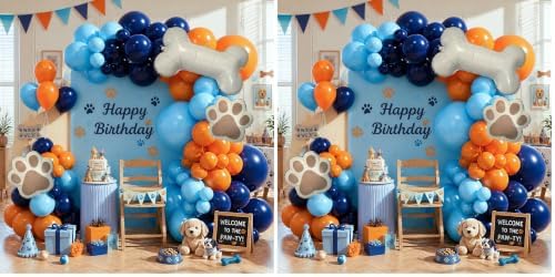 Orange and Blue Balloon Arch Kit Dog Balloon Arch Royal Light Blue Balloons (Pack of 2) by CelebratingEveryMoment
