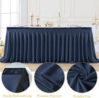 4 Panels Navy Blue Desk Skirt for Teacher Desk 6ft Table Skirts for Rectangle Tables 6ft Spandex Curtain Table Skirt for Classroom Ruffle Fabric Tablecloth for Party Wedding Baby Shower Decorations - Image 6