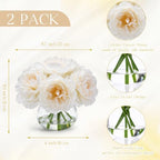 Zeyune 2 Pack White Peonies Faux Flowers in Vase with Faux Water Silk - Image 3